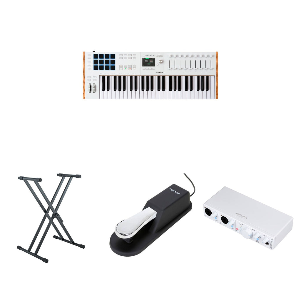 Arturia KeyLab 49 MK3 MIDI keyboard controller from the Home Studio Set, with control knobs and keys for music production.