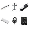 Arturia KeyLab Essential 88 MK3 Studio Bundle featuring a MIDI keyboard controller and accessories for music production.