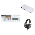 Arturia KeyStep Pro home studio keyboard bundle with MIDI controller and synthesizer, compact and versatile for music production.