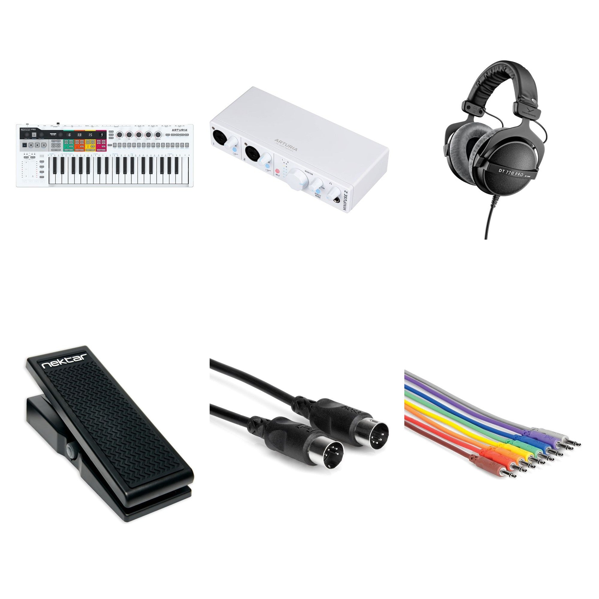 Arturia KeyStep Pro Synth Brain Kit with keyboard bundle featuring MIDI controller and modular synthesizer components.