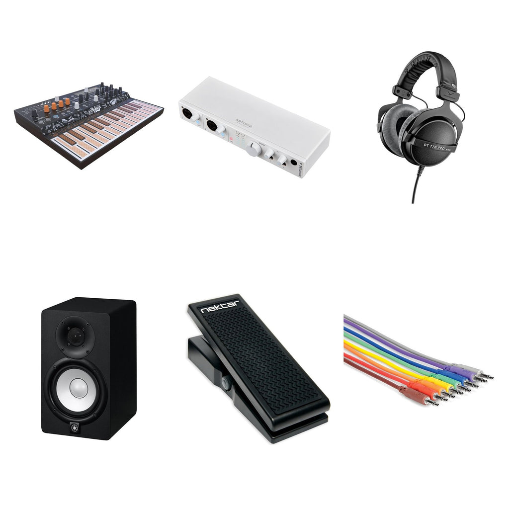 Arturia MicroFreak Sound Lab Kit including keyboard bundle with synthesizer and sound accessories, perfect for music creation and experimentation.