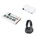 Arturia MiniLab 3 home studio keyboard set with compact MIDI controller and included accessories for music production.