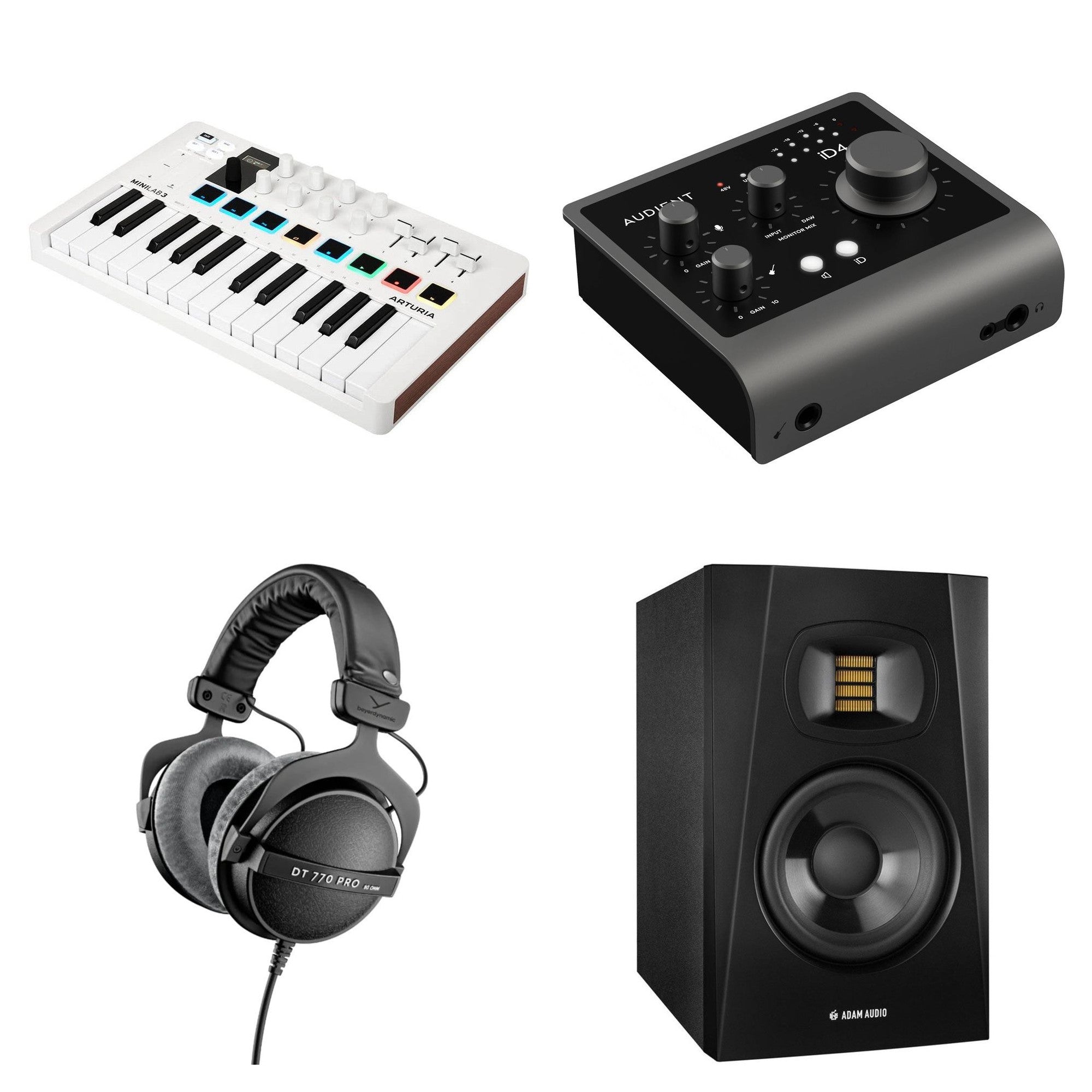Arturia MiniLab 3 Studio Bundle with MIDI keyboard controller, software, and accessories for music production and studio setup