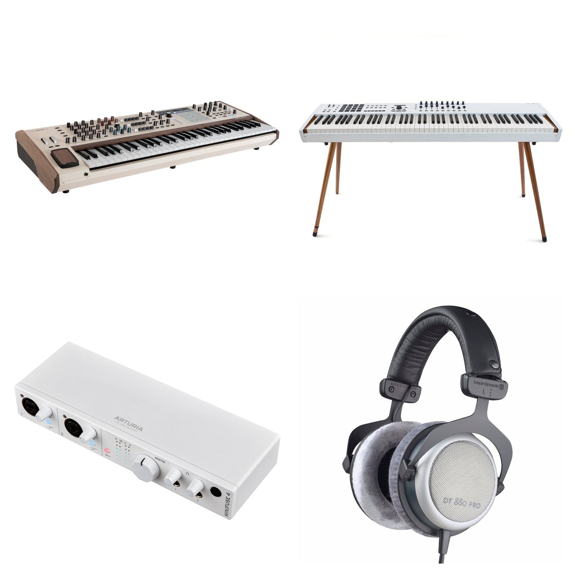 Arturia PolyBrute 12 Producer Set keyboard bundle with synthesizer, cables, and accessories for music production.