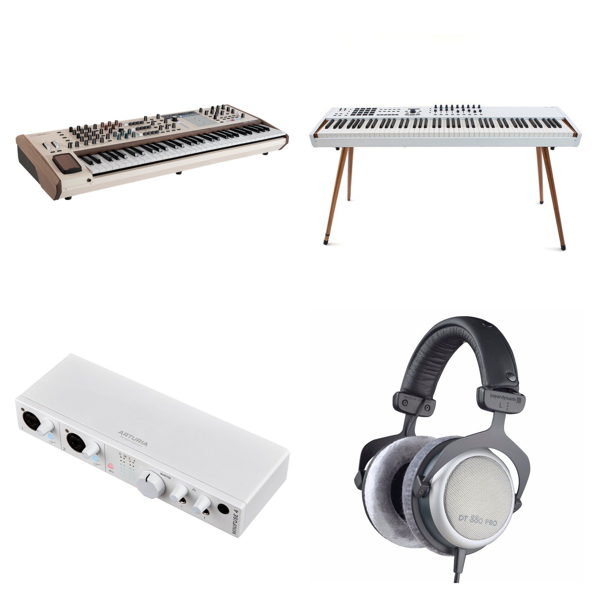 Arturia PolyBrute 12 Producer Set keyboard bundle with synthesizer, cables, and accessories for music production.