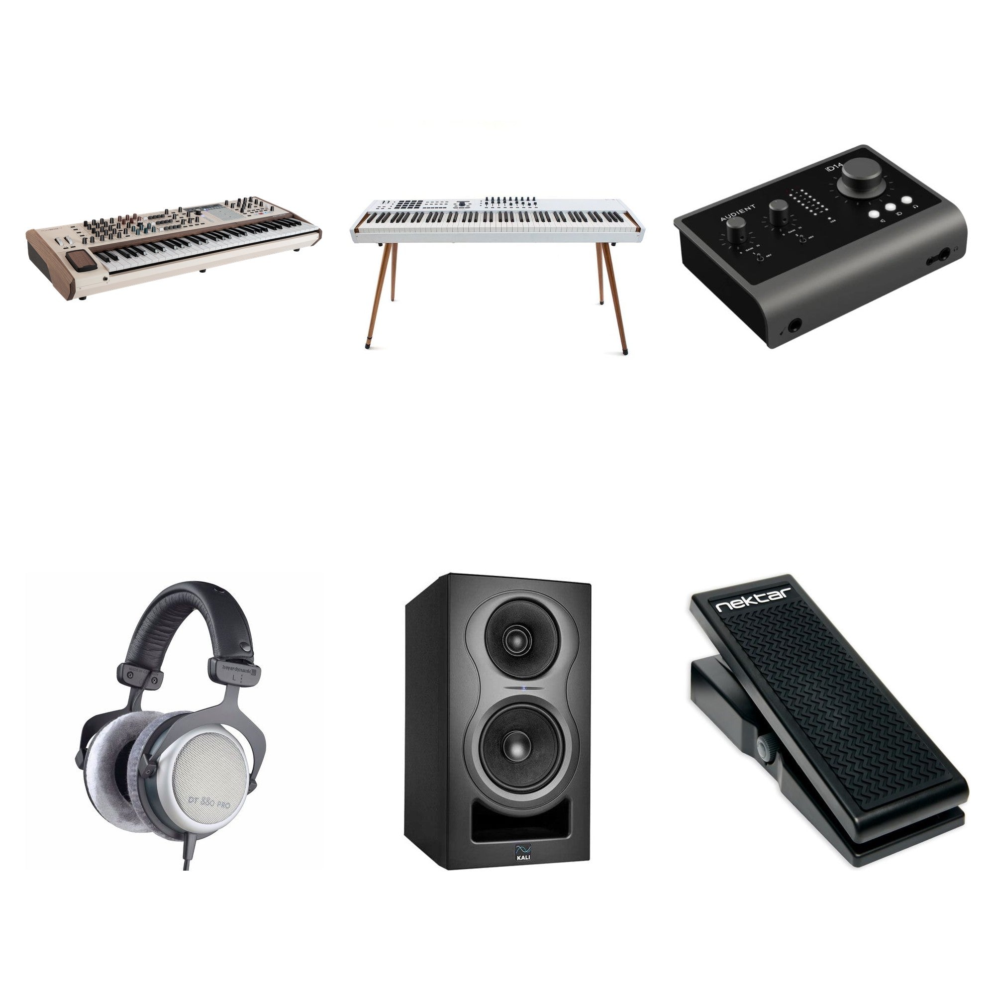 Arturia PolyBrute 12 Sound Design Kit with keyboard bundle, featuring electronic keyboard and sound accessories for music creation.