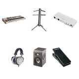 Arturia PolyBrute 12 Ultimate Bundle keyboard with control knobs and patch cables, showcasing the versatile Arturia synthesizer setup.