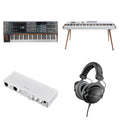 Arturia PolyBrute Producer Set keyboard bundle with synthesizer and accessories, showcasing the Arturia PolyBrute synth in a studio setup.