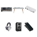 Arturia PolyBrute Ultimate Bundle keyboard synth with multiple control knobs, keys, and patch panels for versatile sound creation.