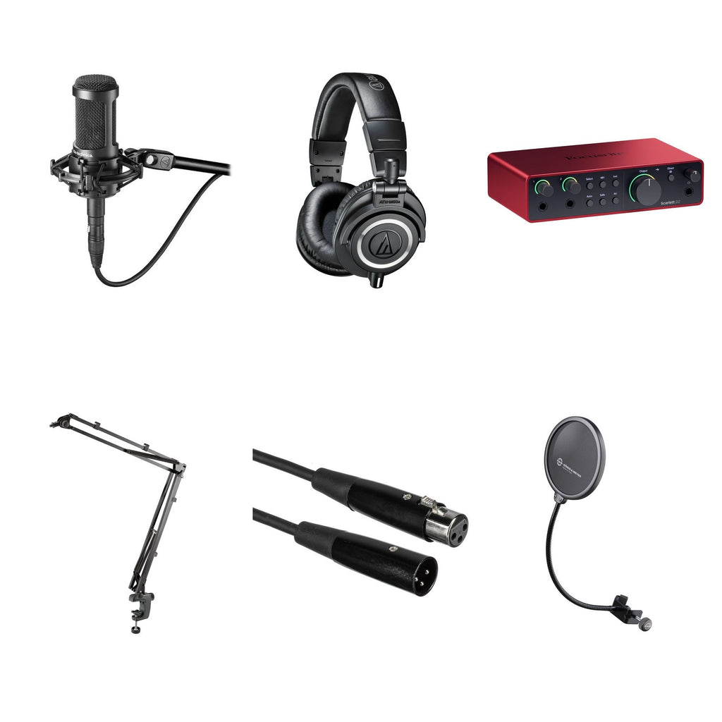 Audio-Technica Content Creator Pro Bundle featuring studio equipment for professional audio recording and content creation.