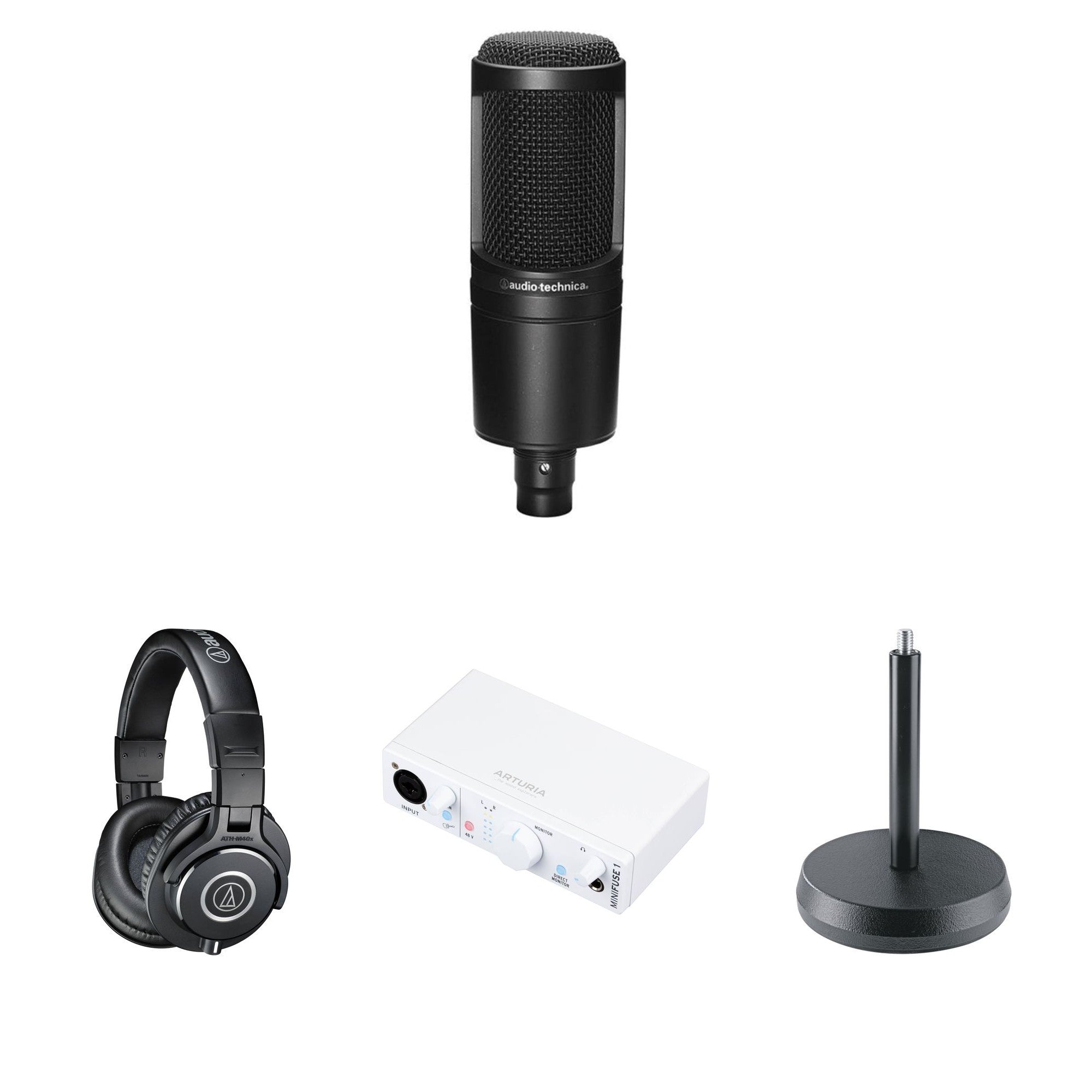Audio-Technica Content Creator Set studio bundle with microphone, headphones, and accessories for content creation.