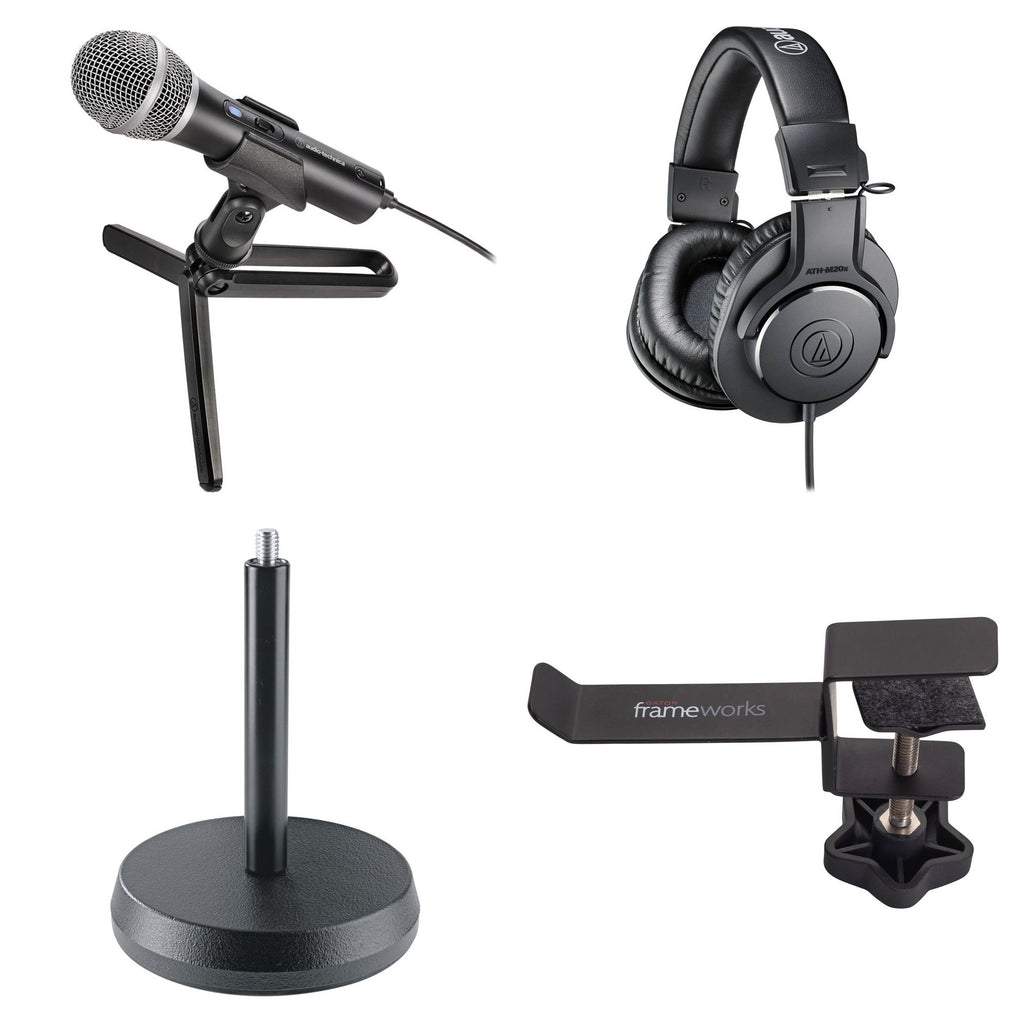Audio-Technica Content Creator Starter Kit featuring studio bundle with microphone, headphones, and accessories for content creation.