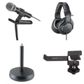 Audio-Technica Content Creator Starter Kit featuring studio bundle with microphone, headphones, and accessories for content creation.