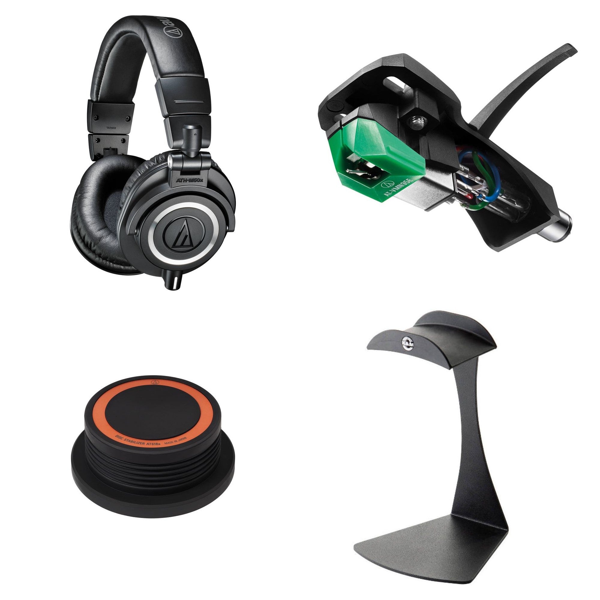 Audio-Technica Vinyl Enthusiast Bundle including turntable, headphones, and accessories for vinyl record listening.