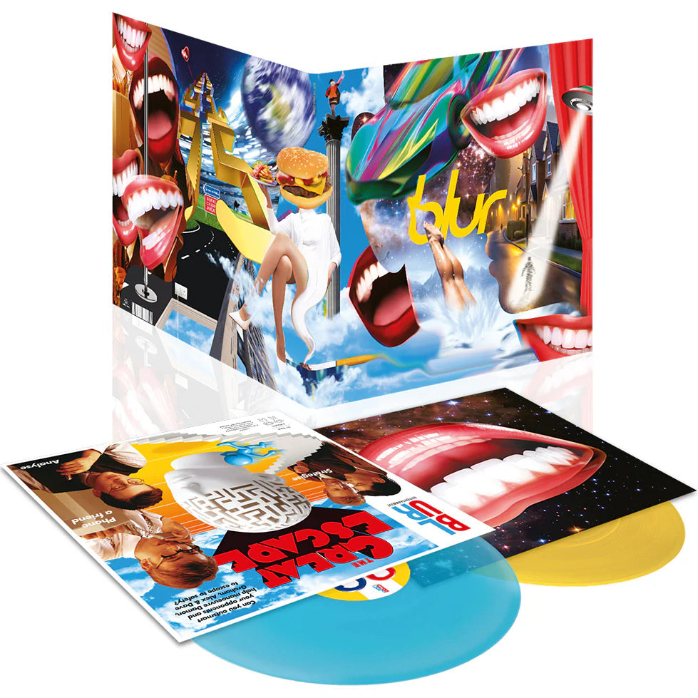 Blur The Great Escape 30th Anniversary vinyl 2LP with yellow and turquoise gatefold cover, reissue by Parlophone Records