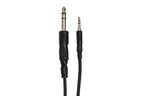 Hosa CMS-100 3.5mm TRS - 6.3mm TRS Stereo cable, 3.5mm TRS and 6.3mm TRS connectors close-up