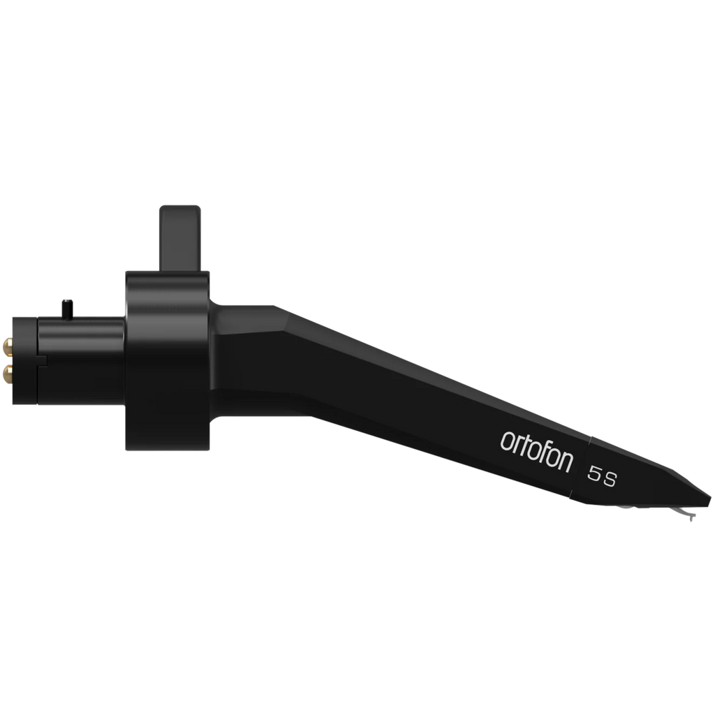 Ortofon Concorde 5S turntable cartridge shown from the right side, featuring sleek black design and stylus tip for vinyl playback.