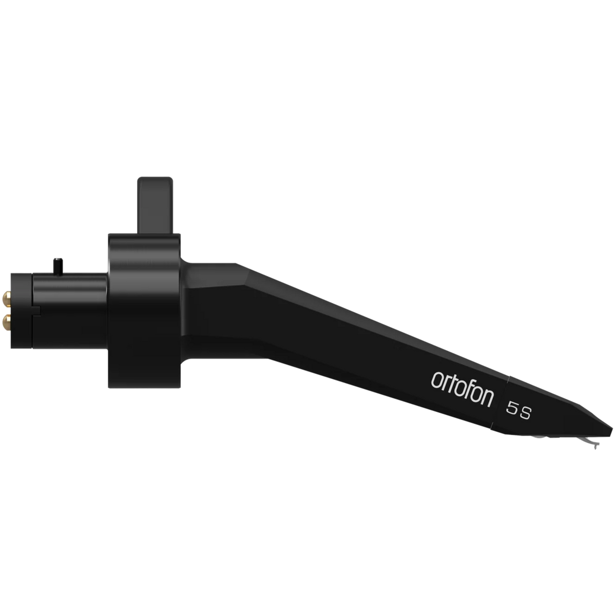 Ortofon Concorde 5S turntable cartridge shown from the right side, featuring sleek black design and stylus tip for vinyl playback.