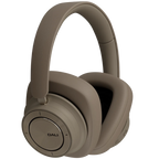 DALI iO-12 Mocha Grey wireless headphones with sleek design and cushioned ear cups, resting on a neutral background.