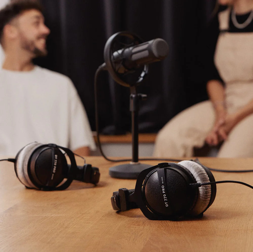 Beyerdynamic DT 770 Pro studio headphones with 80 ohm impedance, featuring over-ear design and comfortable padding for studio use.