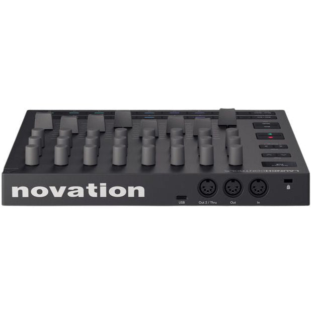 Novation Launch Control XL MK3 MIDI controller with colorful pads and knobs, designed for music production and live performance.