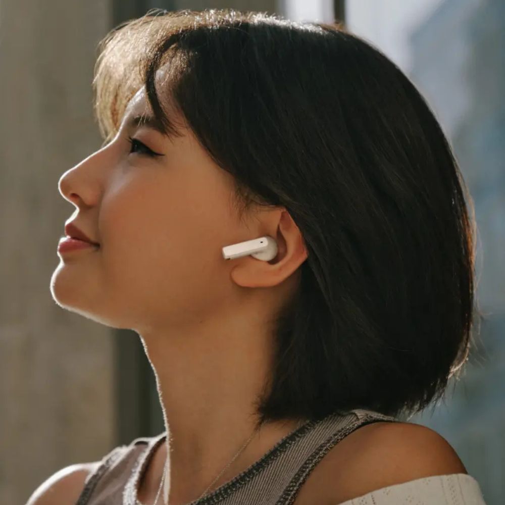 Sennheiser Accentum Open wireless in-ear headphones with sleek design and in-ear fit, shown in the image.