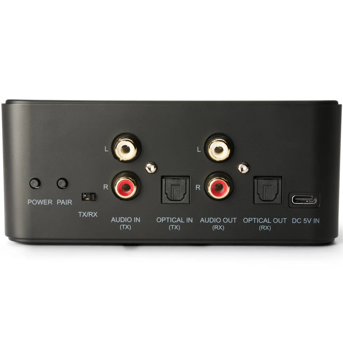 Essentials BT3 Connect Bluetooth and Wi-Fi audio receiver showing compact device with ports and controls on a white background.
