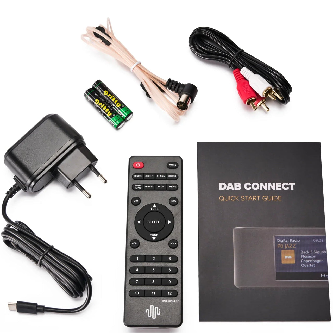 Essentials DAB Connect radio in black, featuring digital display and control buttons, designed for high-quality audio listening.