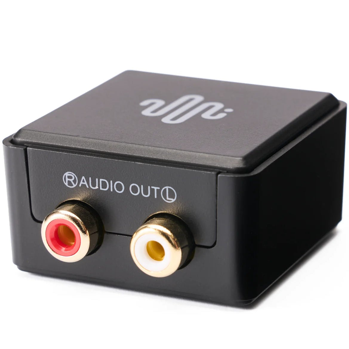 Essentials NanoDac headphone amplifier and DAC in black, compact device with input and output ports for high-quality audio.