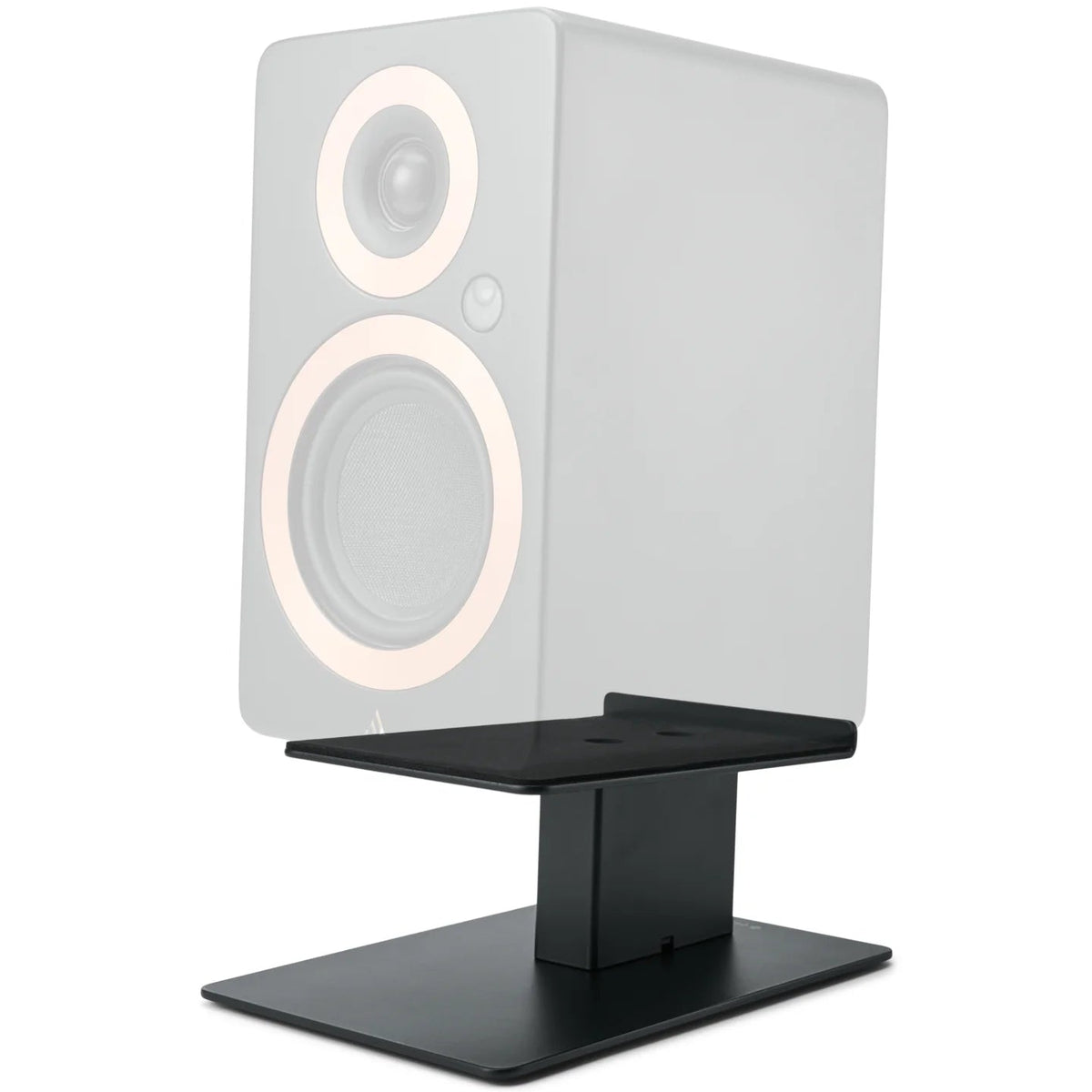 Essentials Kontur 10 speaker stands in black, featuring sturdy construction and adjustable height for optimal audio setup.