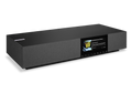 Cambridge Audio Evo One Midnight all-in-one streaming speaker in matte black finish, angled three-quarter view.