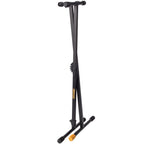 Hercules Stands KS100B keyboard stand with adjustable, sturdy metal frame supporting a digital or acoustic keyboard.