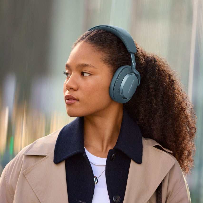 Bowers & Wilkins Px7 S3 wireless headphones in Frost Blue with sleek over-ear design and cushioned ear cups.