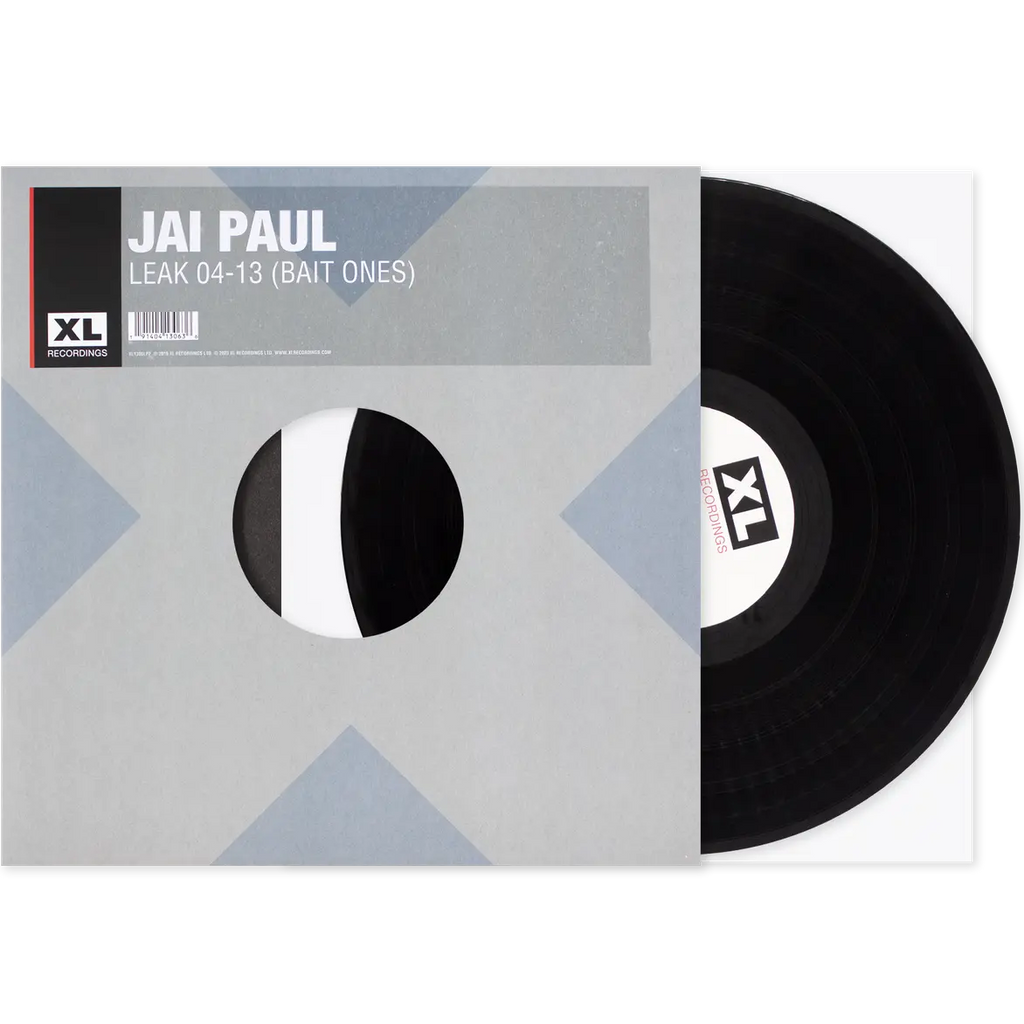 Black vinyl LP of Jai Paul - Leak 04-13 (Bait Ones), an electronic music album by XL Recordings featuring the record and cover art.
