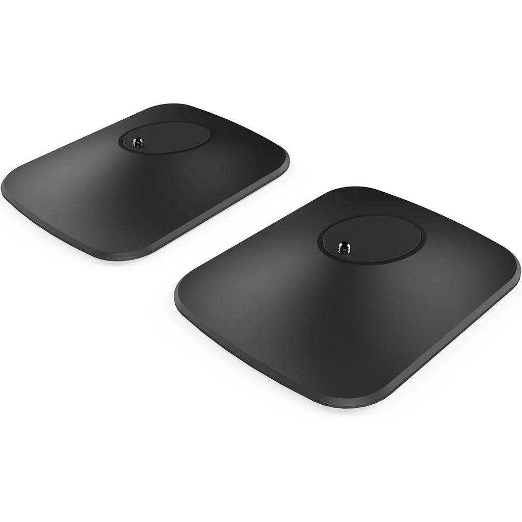 Black KEF P1 desk pad designed for speaker stands, providing a stable surface and protection for your desk.