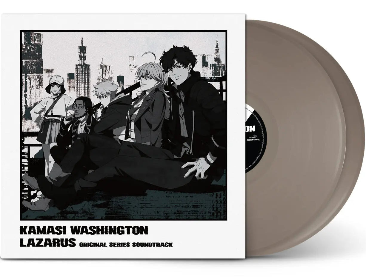 Kamasi Washington Lazarus vinyl 2LP with opaque grey cover, jazz and soul soundtrack by Milan Records, featuring album artwork.