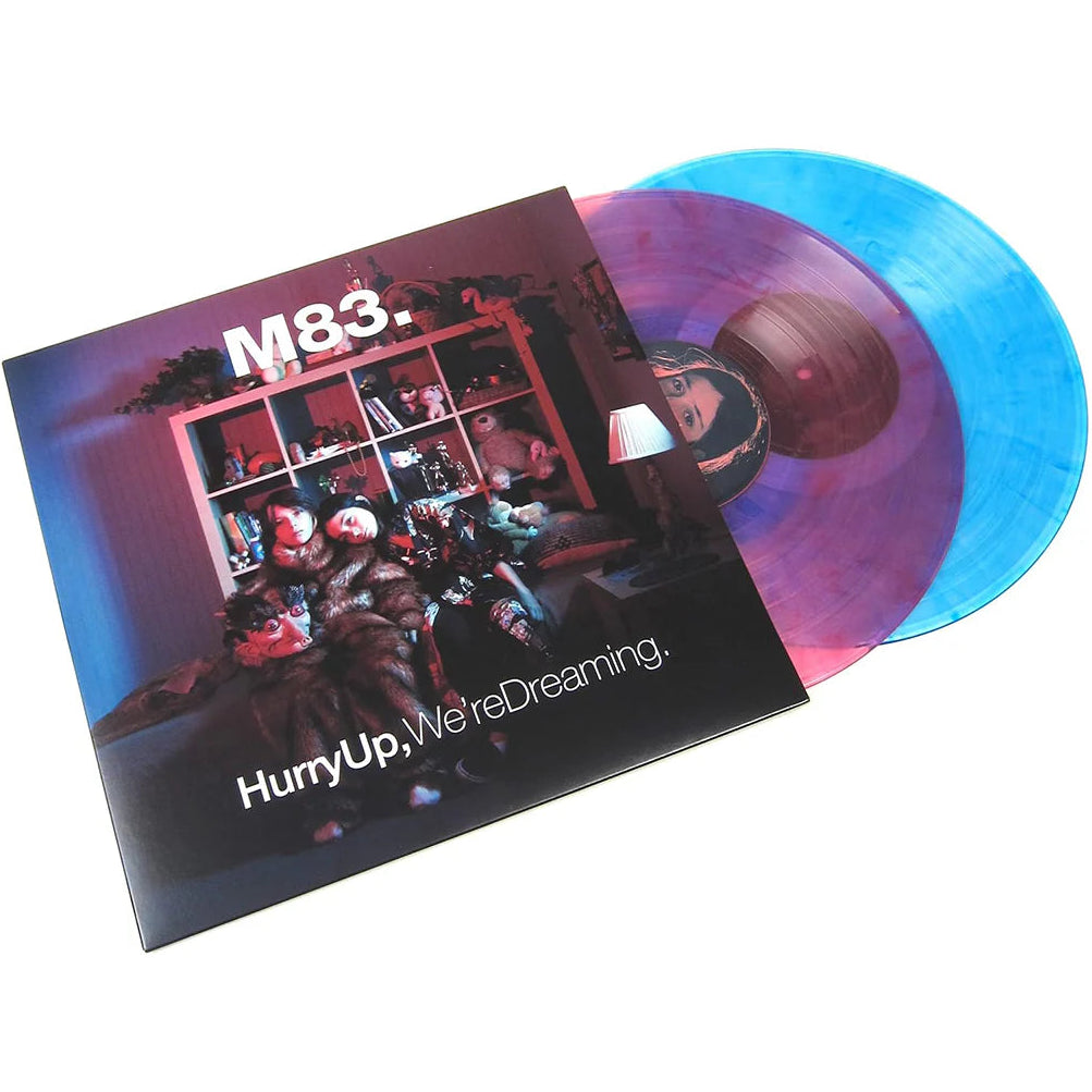 M83 Hurry Up We're Dreaming 15th Anniversary Deluxe Edition vinyl 2LP with clear pink and blue colored records.