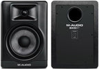 M-Audio BX5 BT active nearfield monitors with black cabinets and front-facing controls for professional audio monitoring.