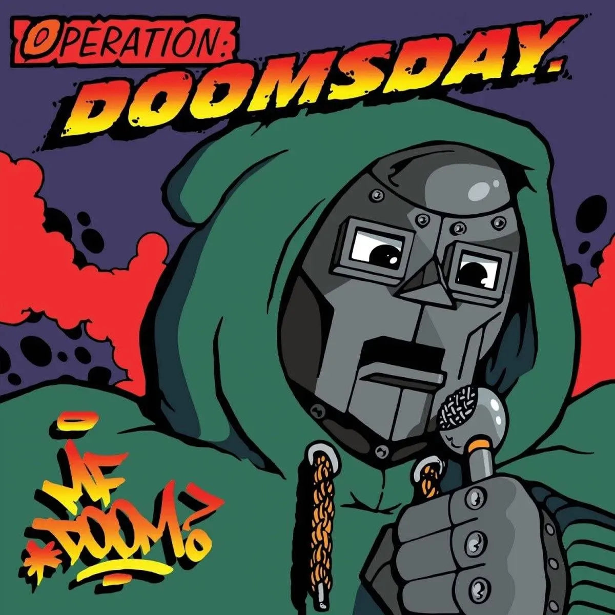 MF Doom Operation Doomsday black vinyl 2LP, hip-hop album with black cover and artwork, by Rhymesayers Entertainment.