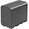 Nanlite 6000mAh NP-F camera battery showing black rectangular battery with brand label and contact terminals.