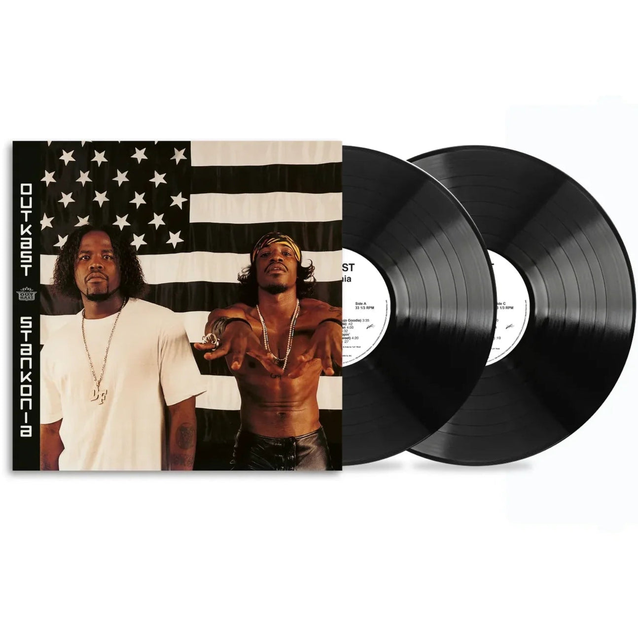 Black vinyl 2LP of OutKast's Stankonia album by LaFace Records, featuring hip-hop and rap music.