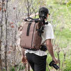 Wandrd PRVKE bag in Atacama Clay, a versatile video equipment bag with multiple compartments for cameras and accessories.