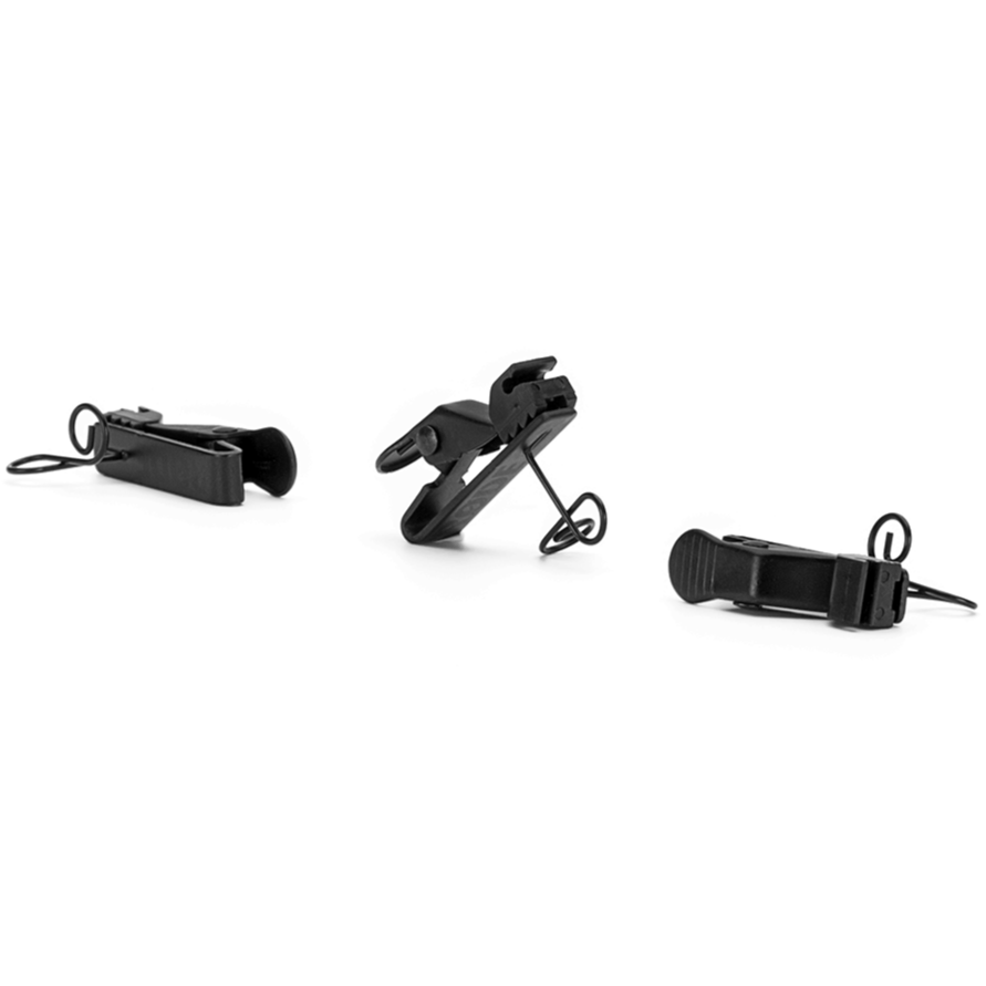 Three Rode LAV-CLIP wireless microphone clips for lavalier microphones, designed for secure attachment and convenient use.