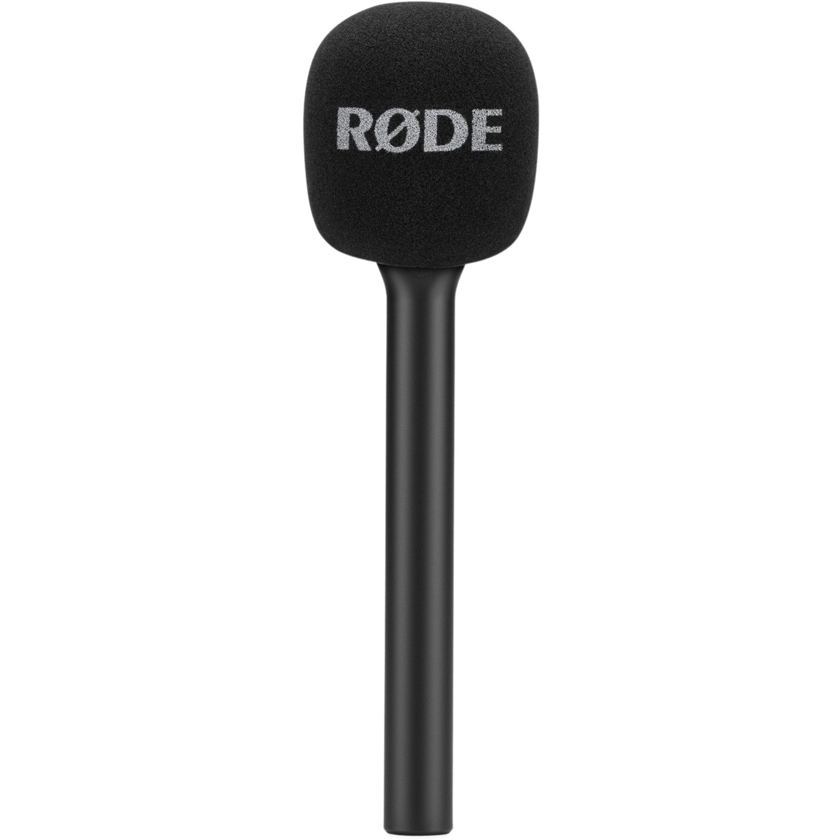 Rode Interview GO handheld microphone adapter with pop shield and RGB lighting for Rode Wireless GO creator microphone system
