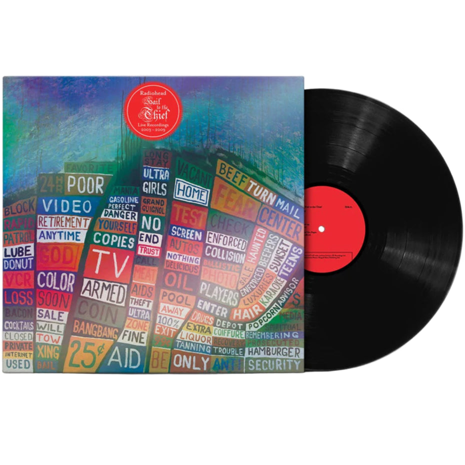 Radiohead Hail To The Thief vinyl LP in black, featuring album artwork on the front, from XL Recordings, rock and indie music.