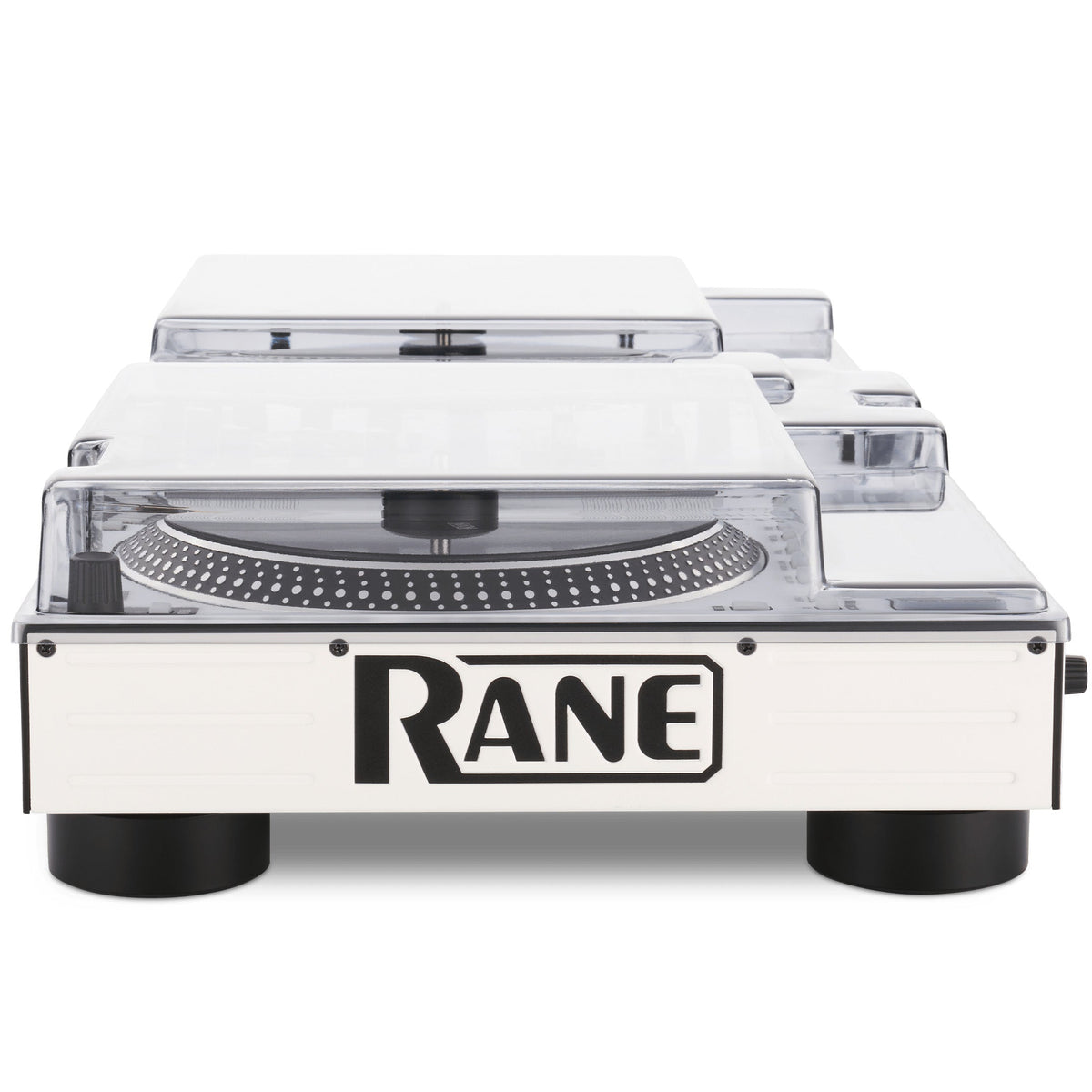 Decksaver Rane One MKII DJ cover showing a clear protective plastic case for Rane One MKII DJ controller from the side.