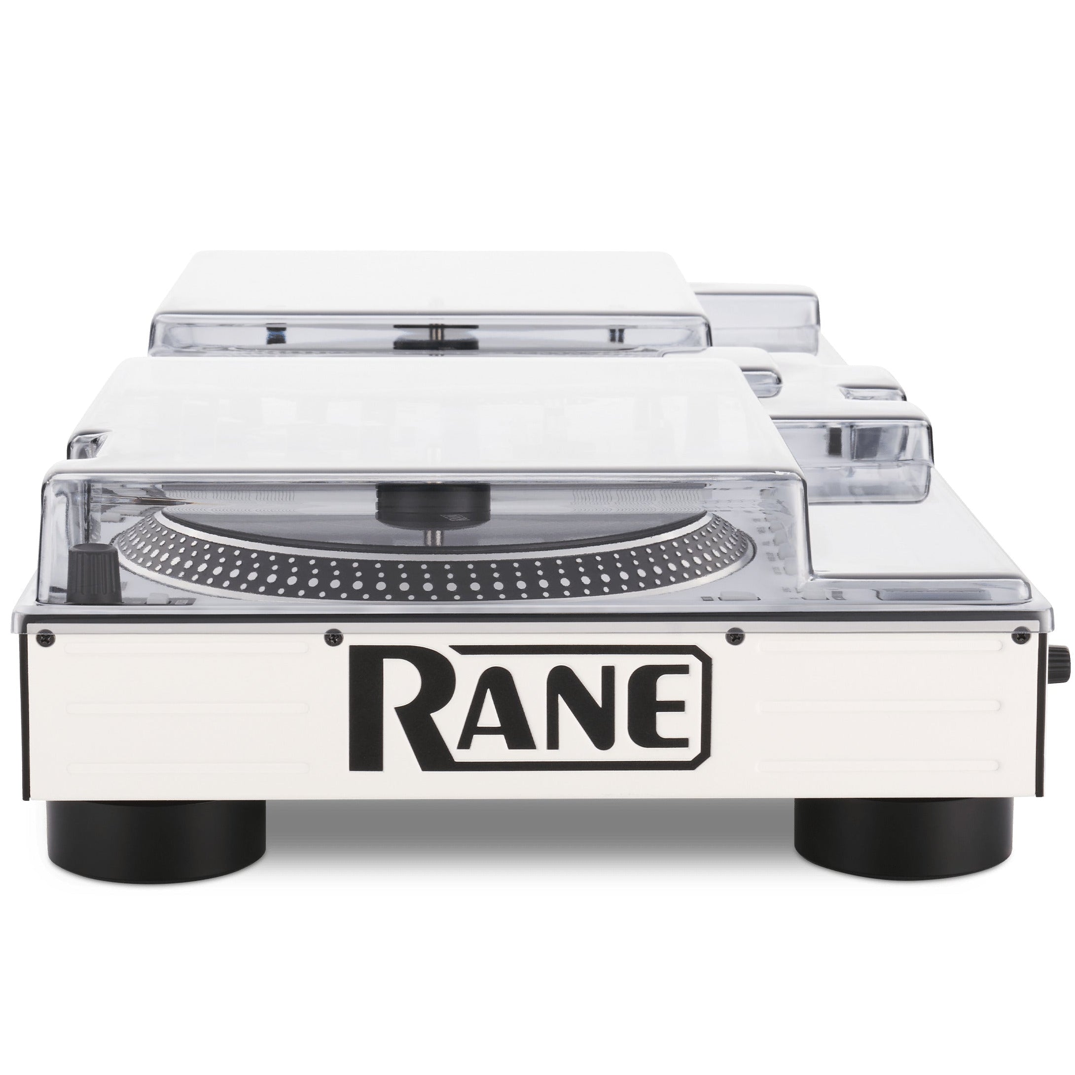 Decksaver Rane One MKII DJ cover showing a clear protective plastic case for Rane One MKII DJ controller from the side.
