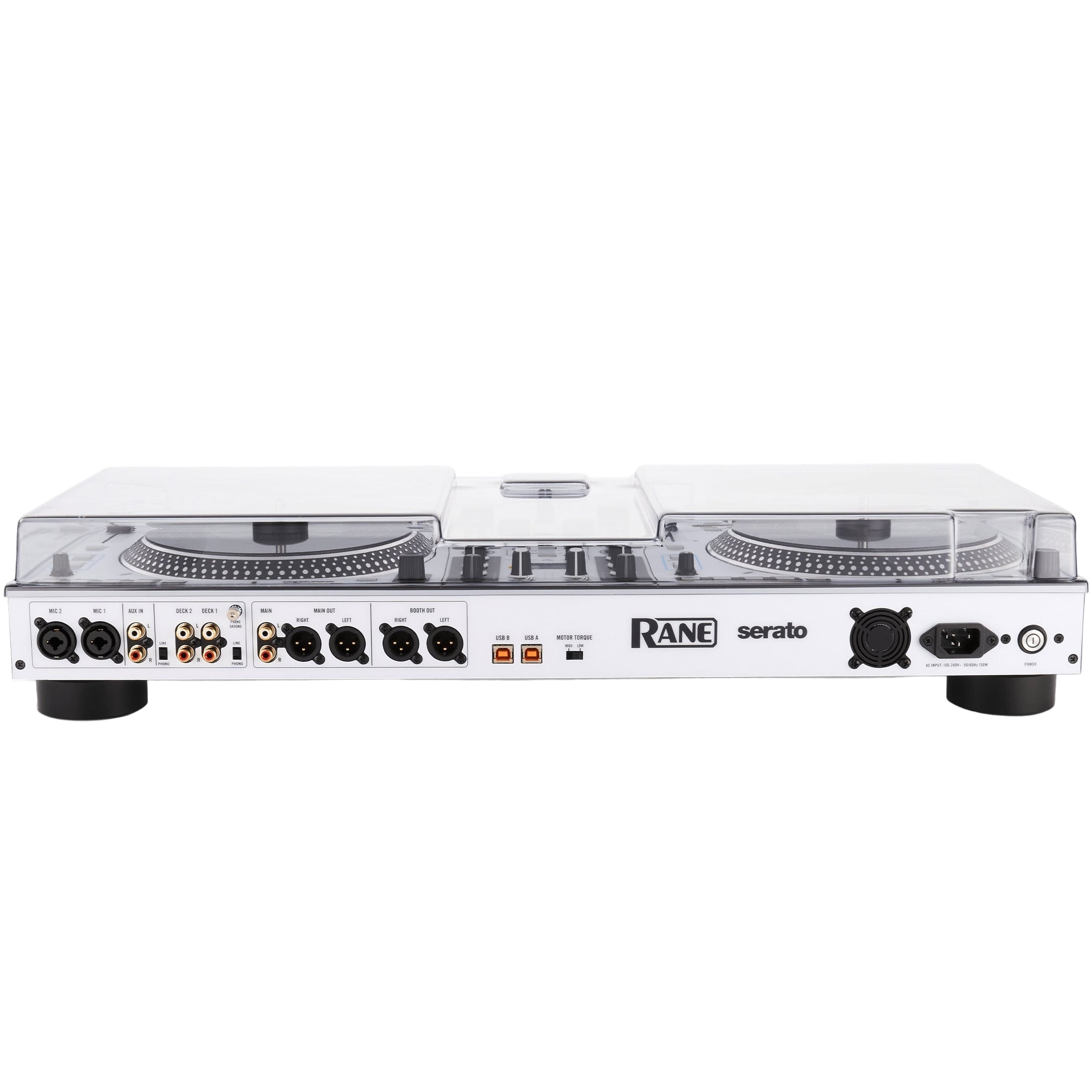Decksaver Rane One MKII DJ cover showing transparent plastic shell with cutouts for Rane One MKII DJ controller.