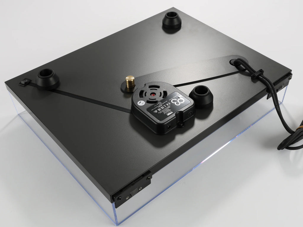 Rega Planar 3 Eco Special turntable with black plinth and tonearm, showcasing its sleek design and high-quality build.