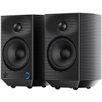 FiiO SP5 desktop speakers in black, featuring sleek design and multiple audio ports for high-quality sound output.